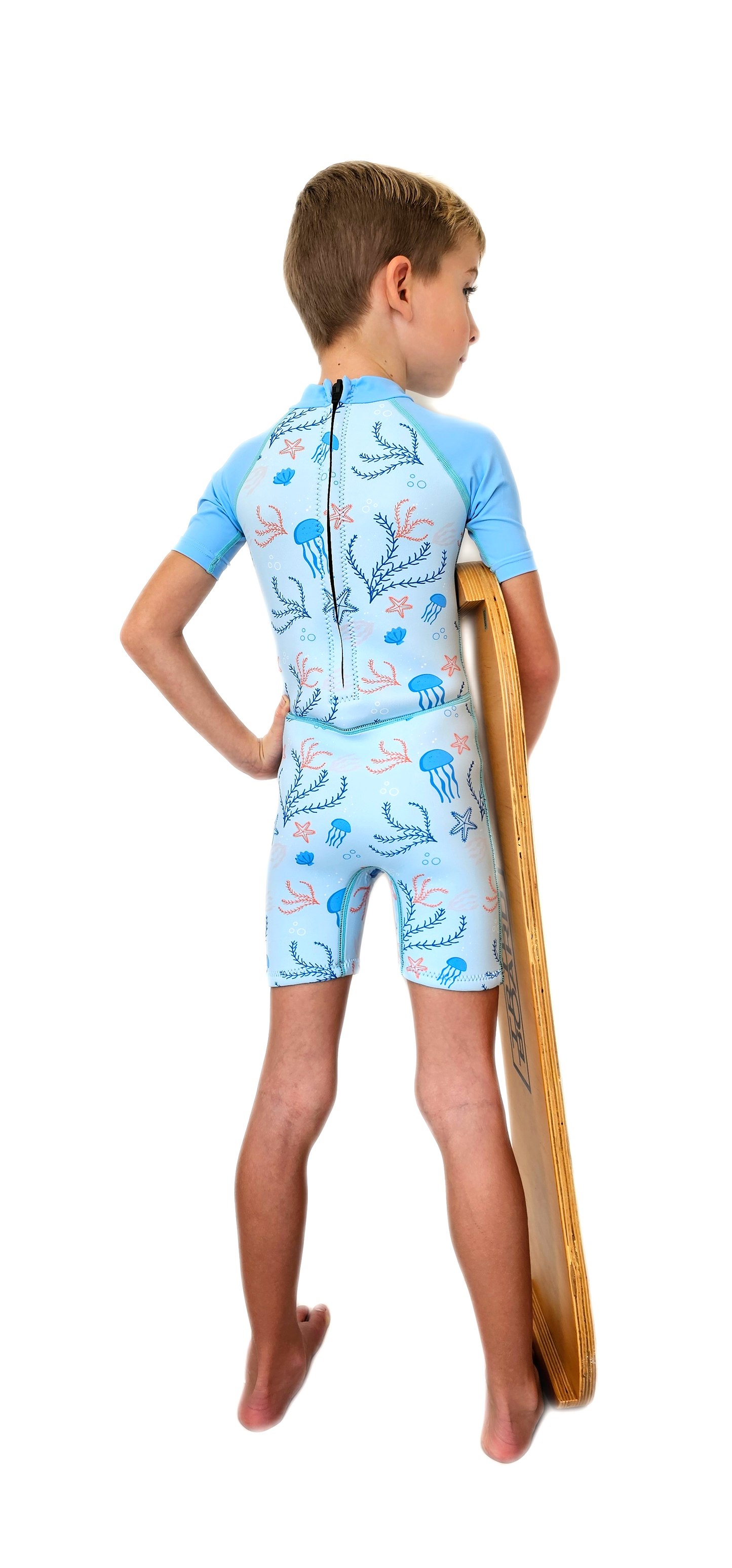 Children's short wetsuit 2 mm Pants-Cut Blue