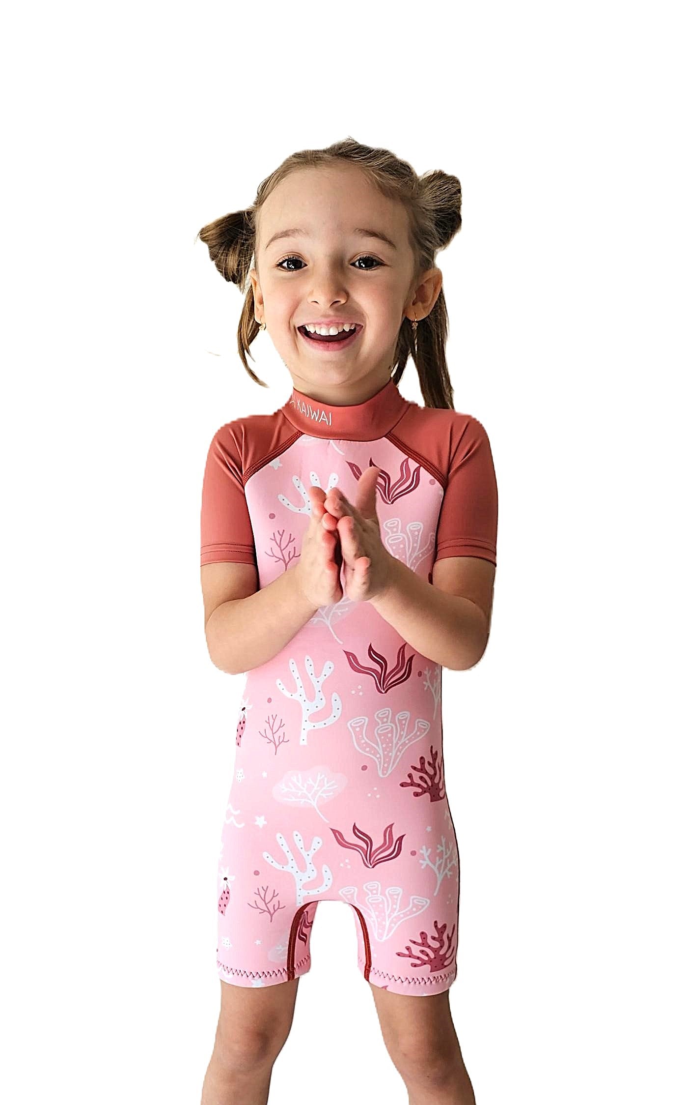 Children's short wetsuit 2 mm Pants-Cut Pink