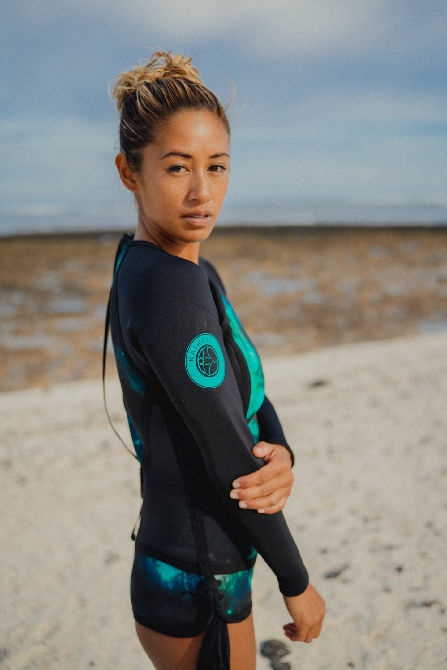 Women's short longsleeve wetsuit 3/2 mm Brazil-Cut mBlue