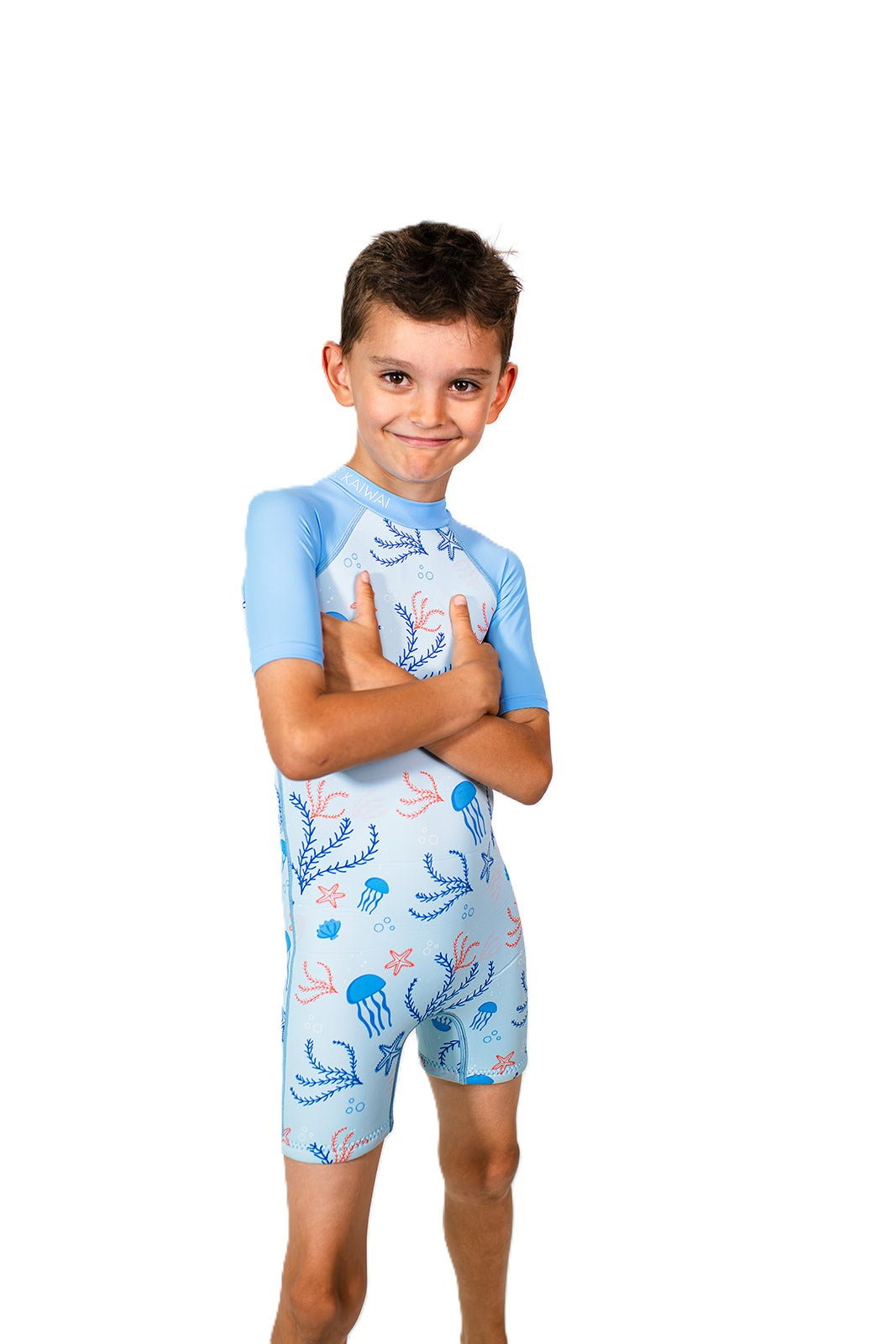 Children's short wetsuit 2 mm Pants-Cut Blue