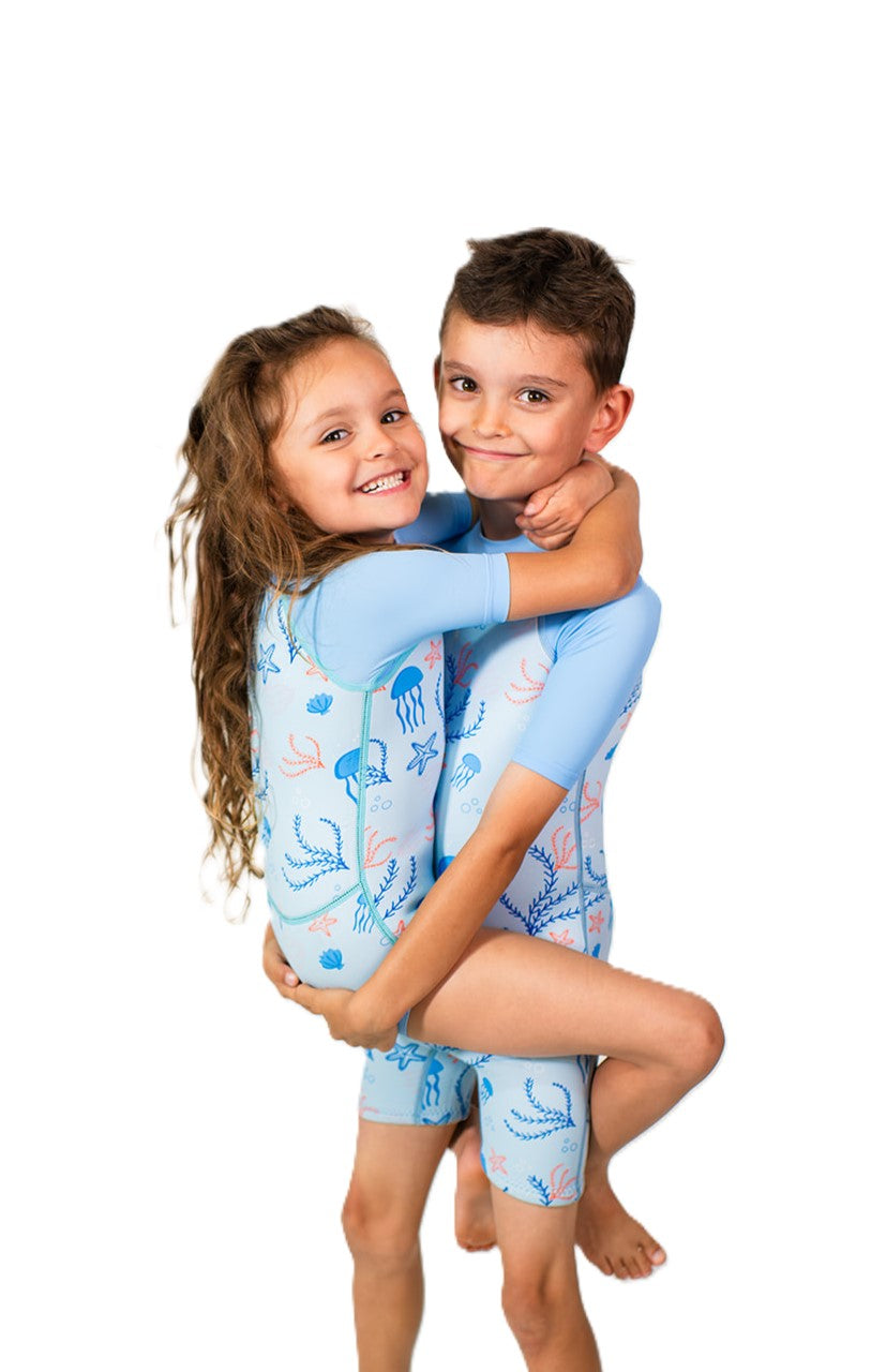 Children's short wetsuit 2 mm Body-Cut Blue