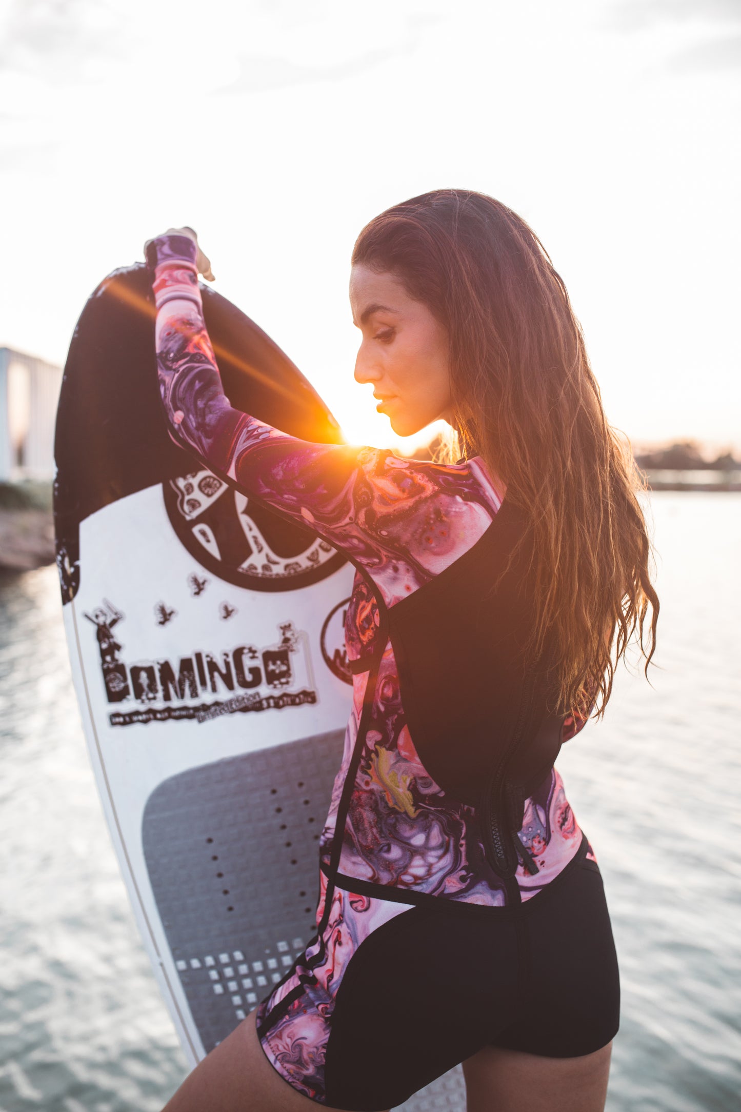 Women's short longsleeve wetsuit 3/2 mm Shorts-Cut Pink