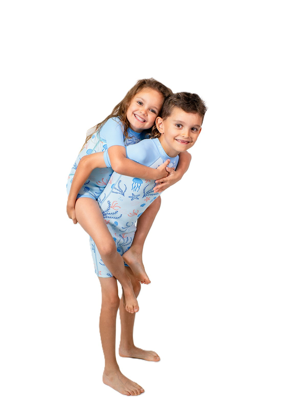 Children's short wetsuit 2 mm Pants-Cut Blue