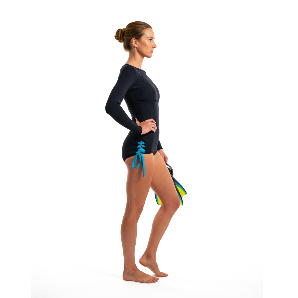 Dámský krátký neopren s dlouhým rukávem 3/2 mm Panty-střih Black