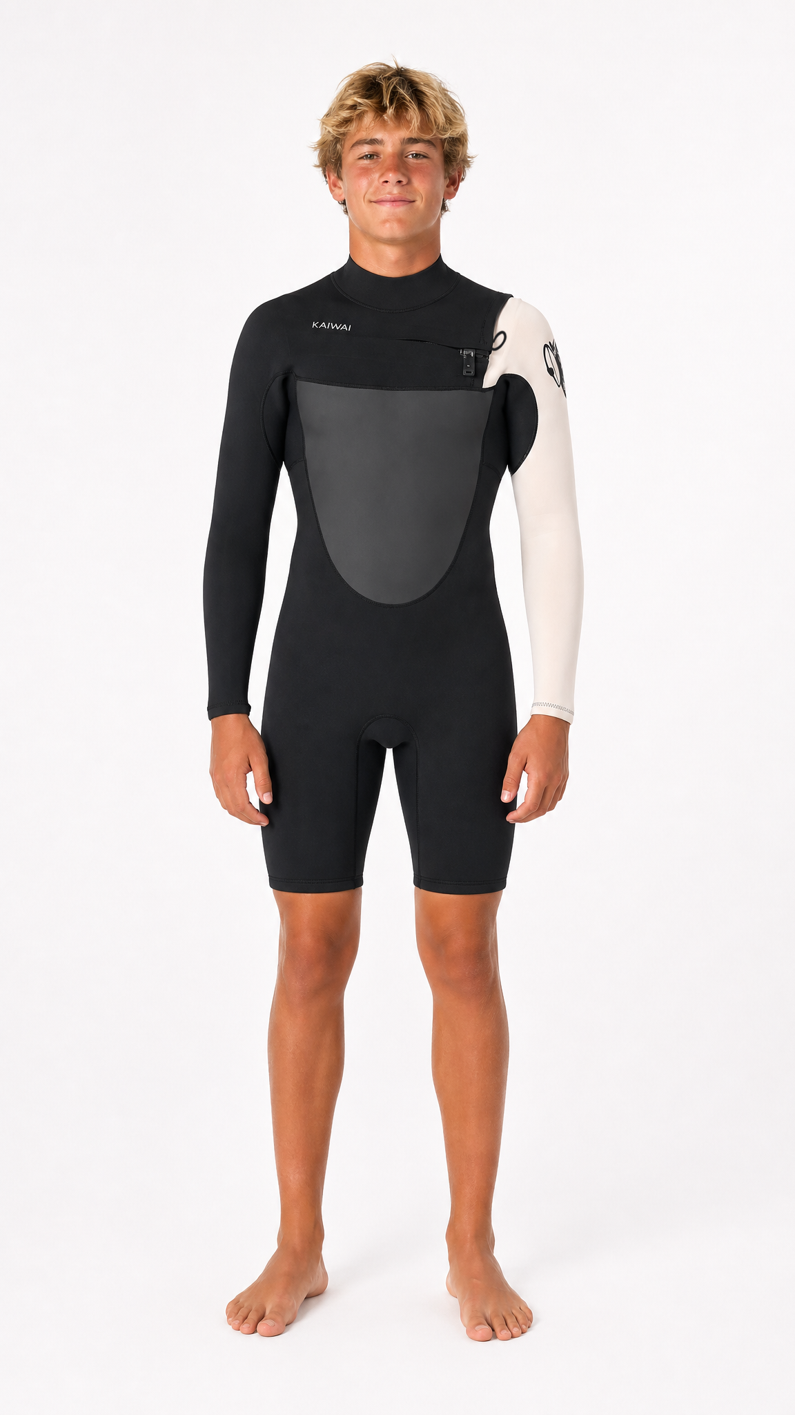 Boys’ long-sleeve shorty wetsuit