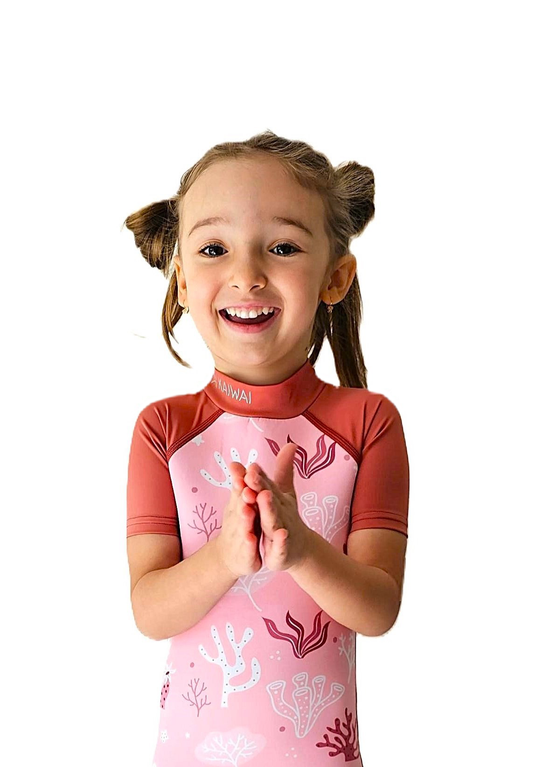 Children's short wetsuit 2 mm Body-Cut Pink