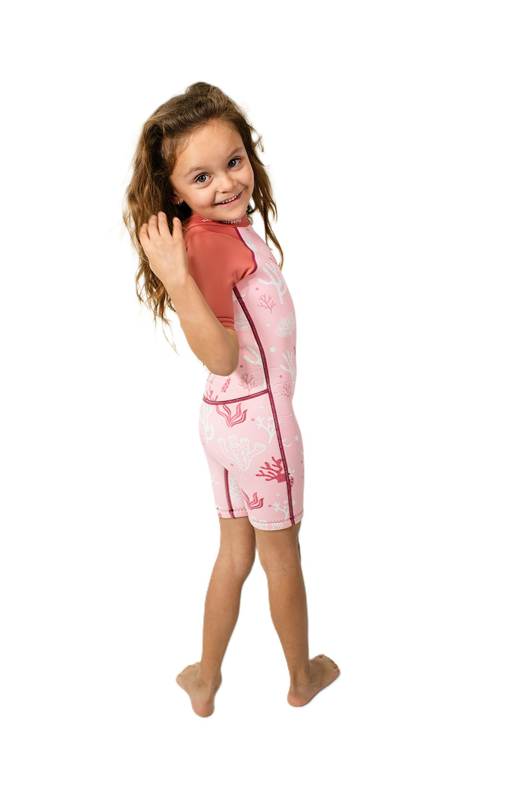 Children's short wetsuit 2 mm Pants-Cut Pink