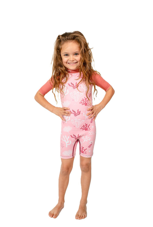 Children's short wetsuit 2 mm Pants-Cut Pink